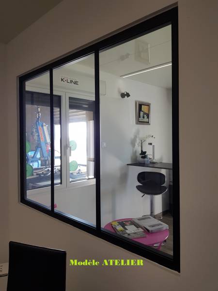 Verrière aluminium pour atelier ou cuisine