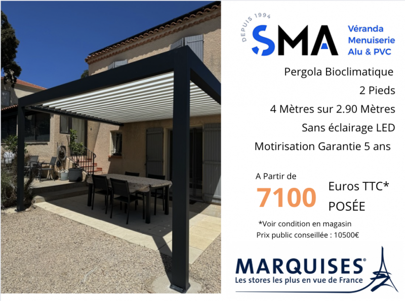 Offre exceptionnelle sur les pergolas bioclimatique sur Martigues 