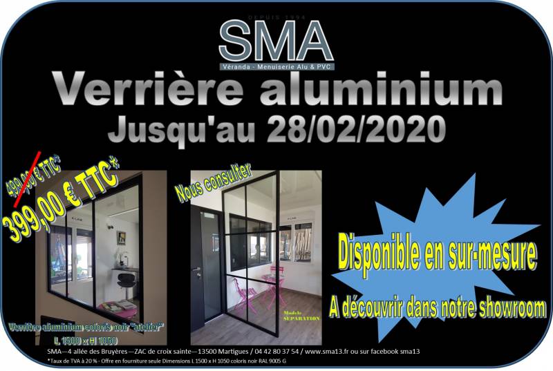 Verrière aluminium pour atelier ou cuisine